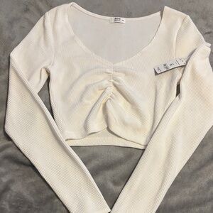 Ardene Cream Long Sleeve Crop Top